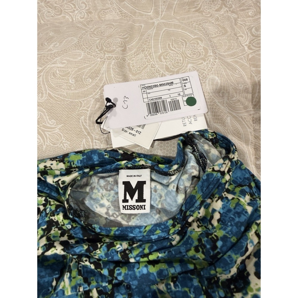 $245 NWT MISSONI Floral Stretch-Jersey Blouse Top Cinched Neckline Italy Made/S - Picture 6 of 8